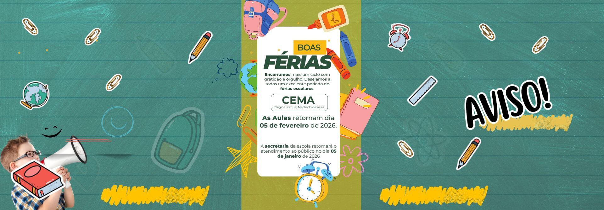 Banner CEMA Férias